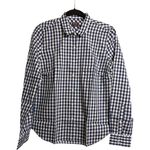 NWT UNTUCKIT Belleza Navy Gingham Button Down Regular Fit Long Sleeve Shirt Sz 0 Blue Photo 0