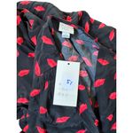 A New Day  Black & Red Lip Print Midi Dress Size 2 Whimsical Dreamy Flowy Photo 3