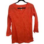 Helen Jon Coral Floral Embroidered Swim Cover Tunic Orange Photo 2