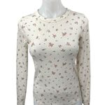 No Boundaries  Cream Floral Long Sleeve Ribbed Knit Crew Neck Sweater Top Size XS Photo 0