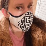 Balmain Authentic Cream & Black Knit Stretchy Greek Key Face Mask Photo 7