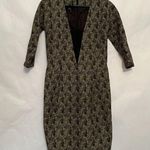 ZERO + MARIA CORNEJO  Deep V Dress Abstract Print Bodycon Tweed Business Size 4 Photo 1