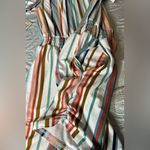 Derek Heart  Vibrant Orange and GREEN short Romper with Vertical Stripes Photo 6