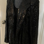 Cupshe Black Sequin Tuxedo Blazer Dress Jacket Bloggers Fav - Size Medium NWT Photo 0