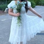 Baltic Born White Tulle Midi Tiered  Dress Bridal Engagement Photo 1