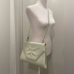 VTG 90s 80s Patent Leather Retro White Geometric Design Shoulder Purse Photo 10