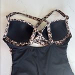 Brown and Black One Piece Swimsuit with Mesh Detailing Size M Photo 5
