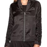 Puma NWT Black Satin Lux T7 Full Zip Elastic Lightweight Jacket Pockets Size S Photo 0