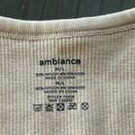 Ambiance Apparel Woman's Crop Top Size M/L Cream Ribbed V Neck Twee Brown Size M Photo 5