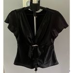 MSK Women's‎ Black Polyester V Neck Rhinestone Short Sleeve Dress Blouse Size L Size L Photo 0