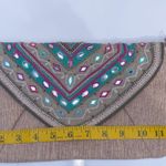 Chico's Chico’s Jerri Clutch Embroidered Tan Bag NWOT Photo 8