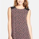 Vince Camuto Red, White & Black Mini Check Sleeveless Blouse | Women’s Sz Large Photo 0