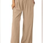 Casual Pants Loose Fit Lounge Trousers Loose Comfy Linen Pants (382) Tan Size L Photo 0