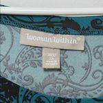 Woman Within  Plus Size 3X Teal Paisley Sharkbite Hem Flowy 3/4 sleeve‎ Tunic Top Photo 1