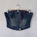 Finesse Dark Wash Denim Strapless Top Size Small Blue Photo 0