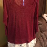 Red Camel  Burgundy Shirt With Lace Size Large Photo 1