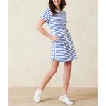 Tommy Bahama Womens Striped Quarter Zip Short Sleeve Drawstring Shirt Dress M Photo 2