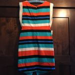 Esley  orange green black blue striped dress small‎ Photo 4