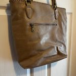 Antik Kraft Tan Faux Leather Tote Bag Whipstitch Detail Zipper Pocket Photo 2