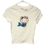 Hello Kitty Forever 21 x  Size Small‎ White Rhinestone Mermaid Short Sleeve Top Photo 0