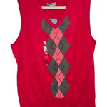 IZOD  Vibrant Dark Pink With Gray Light Pink Arygle Print Sleeveless Sweater XL Photo 0