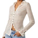Free People Champagne Dreams Sequin Shirtee Festive Button Down Long Sleeve Top Photo 0