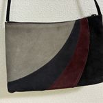 VINTAGE HIPPIE GRAY BLACK BURGUNDY LEATHER SUEDE SHOULDER STRAP PURSE Photo 1
