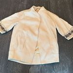 Rebecca Taylor Women's Ivory Sequin Jacket Size 4 Elegant Open Front Photo 5