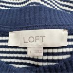 Loft Women’s Striped Pocket Cardigan Sweater Knit Top Preppy in Sailor Navy L Photo 10
