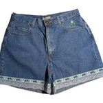 Vtg 1990s Liz Claiborne Blue Denim Floral Embroidered Lace Trim Mom Shorts Sz 10 Photo 0