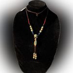 Tahari Elegant Beaded long y-drop Necklace with Blue and Brown Accents 36” Photo 5