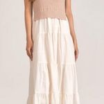 Elan Women's Dress Knit Tank Top White Tiered Maxi Dress Size M Medium Photo 0
