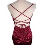 Windsor  Satin Lace Up Strappy Dress Medium Wine Red Photo 5