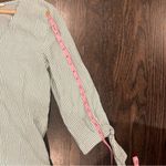 H&M  Green and White Striped V-Neck Blouse Photo 5