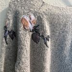 Woven Heart  Gray Floral Women's Sweater size Medium pullover Photo 11