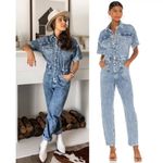 Free People  Marci Denim Jumpsuit in Wash Powder Size Small Photo 1