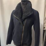 Vince Black wool Lamb Shearling Cashmere Moto Jacket. Size Large Photo 4