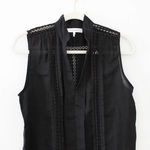 Frame Cali Ramie Lace Inset Tank Blouse in Noir Photo 8