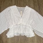 Francesca's NWT Francesca’s Mi Ami Emma Long Sleeve Boho White Kimono Top - Small Photo 2