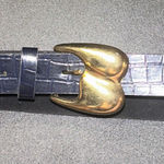 Navy Blue Faux Leather Textured Gold Photo 0