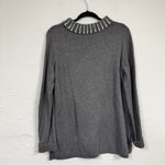 Talbots  Grey Mock Neck Pearl Beaded Neckline Sweater Womens M Preppy Classic Photo 6