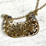 Gold tone long “purse” pendant necklace Photo 7