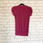 Pink Space Dye Ruffle Front Short Sleeve Shirt Photo 2