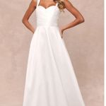 Lulus  Modern Affection White Taffeta Pleated Sleeveless Maxi Dress Wedding S NWT Photo 0