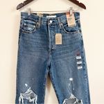 Levi's Levi’s Ribcage Ankle Straight Jeans Size 29 NEW Distressed Medium Blue Wash Photo 3