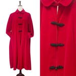 Vintage 1950s Red Velvet Long Evening Swing Coat Size Medium Rockabilly Festive Photo 1