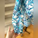 Lilly Pulitzer  Elsa Keep On Trunkin Blue & White Elephant Silk Blouse Photo 5