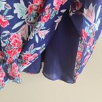 Parker  Floral Printed Faux Wrap Casual Mini Dress Navy Red Womens‎ Size M… Photo 4