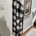 Open Front Long Draped Buffalo Plaid Cardigan Black Photo 4