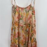 ZARA  Tiered Flowy Boho Peach Orange Floral Midi Dress Spaghetti Strap xs-small Photo 10